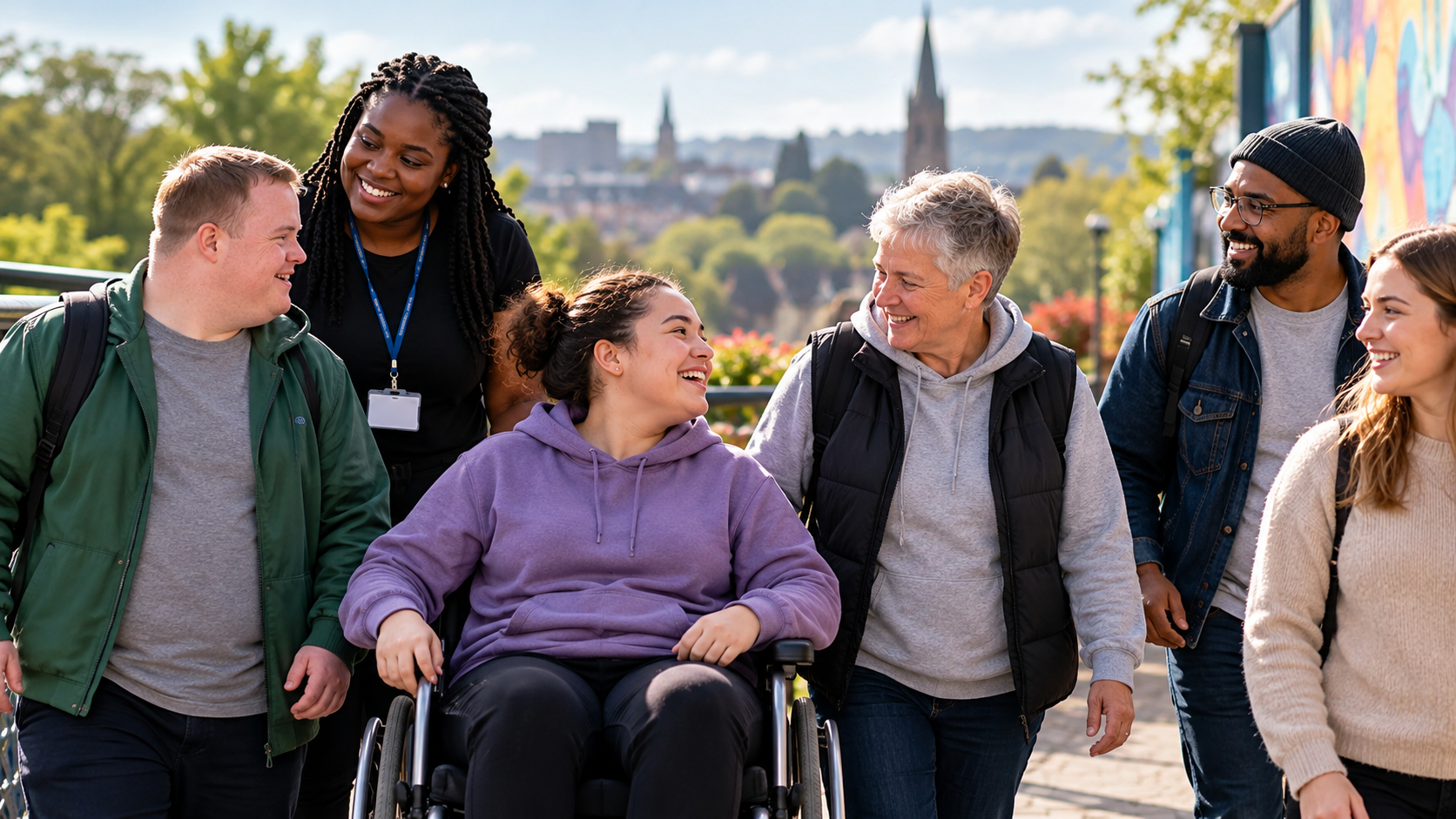 A diverse group enjoying time together in the community